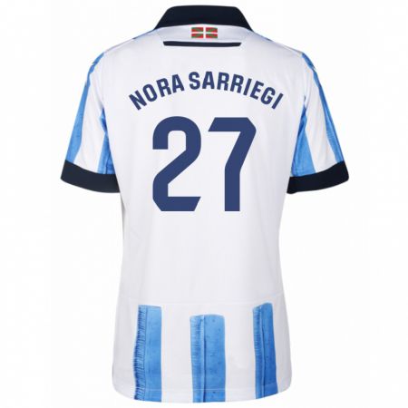 Kandiny Homme Maillot Nora Sarriegi Galdos #27 Bleu Blanc Tenues Domicile 2023/24 T-Shirt