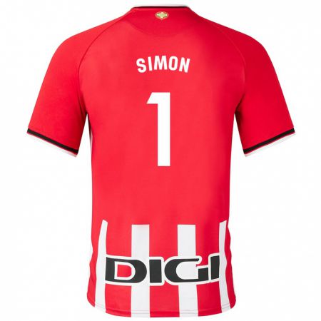 Kandiny Homme Maillot Unai Simón #1 Rouge Tenues Domicile 2023/24 T-Shirt