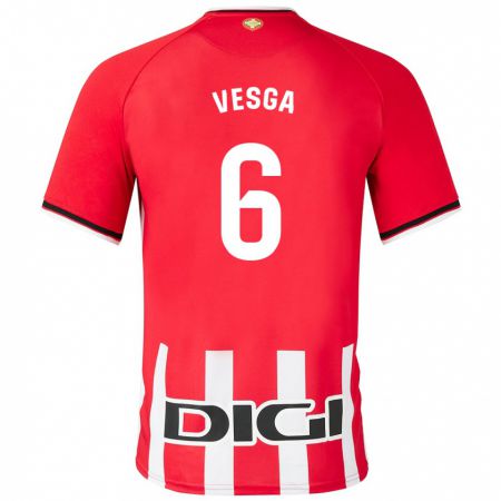 Kandiny Homme Maillot Mikel Vesga #6 Rouge Tenues Domicile 2023/24 T-Shirt