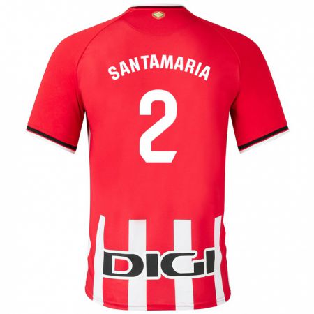 Kandiny Homme Maillot Unai Santamaría #2 Rouge Tenues Domicile 2023/24 T-Shirt