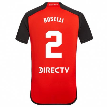 Kandiny Homme Maillot Sebastián Boselli #2 Rouge Tenues Extérieur 2023/24 T-Shirt