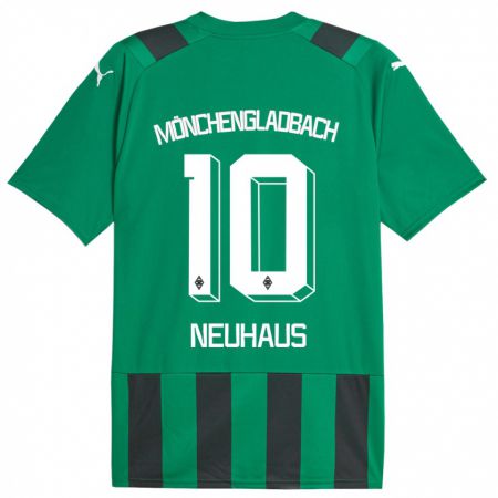 Kandiny Homme Maillot Florian Neuhaus #10 Vert Noir Tenues Extérieur 2023/24 T-Shirt
