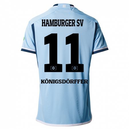 Kandiny Homme Maillot Ransford Königsdörffer #11 Bleu Tenues Extérieur 2023/24 T-Shirt