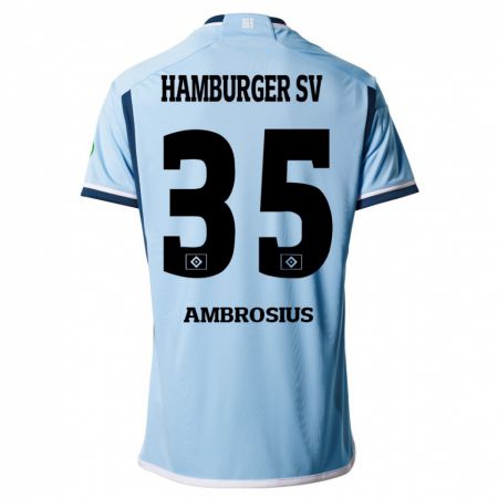 Kandiny Homme Maillot Stephan Ambrosius #35 Bleu Tenues Extérieur 2023/24 T-Shirt