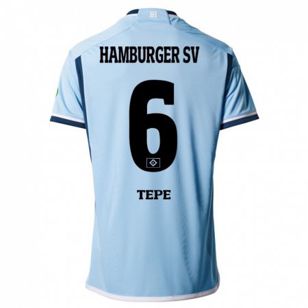 Kandiny Homme Maillot Niklas Tepe #6 Bleu Tenues Extérieur 2023/24 T-Shirt