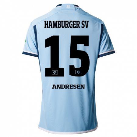 Kandiny Homme Maillot Bent Andresen #15 Bleu Tenues Extérieur 2023/24 T-Shirt