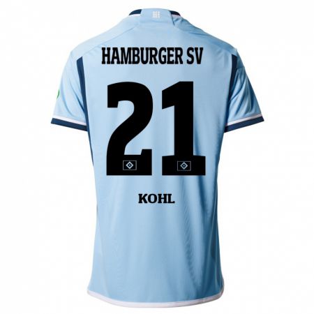 Kandiny Homme Maillot Ohene Köhl #21 Bleu Tenues Extérieur 2023/24 T-Shirt