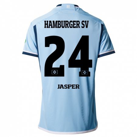 Kandiny Homme Maillot Jan-Lukas Jasper #24 Bleu Tenues Extérieur 2023/24 T-Shirt