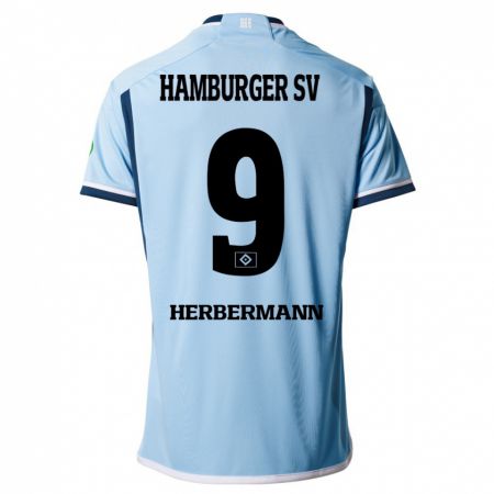 Kandiny Homme Maillot Kevin Herbermann #9 Bleu Tenues Extérieur 2023/24 T-Shirt