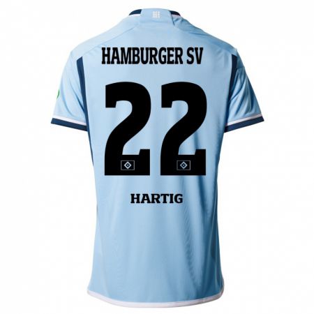 Kandiny Homme Maillot Jonas-Finn Hartig #22 Bleu Tenues Extérieur 2023/24 T-Shirt