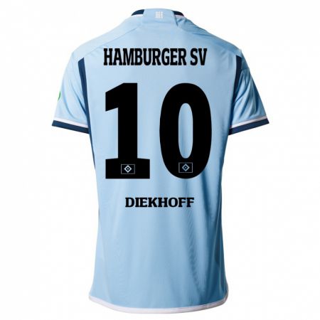 Kandiny Homme Maillot Hannah Diekhoff #10 Bleu Tenues Extérieur 2023/24 T-Shirt