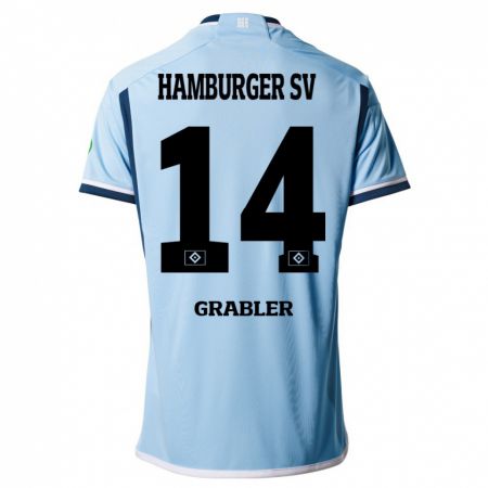 Kandiny Homme Maillot Lukne Gräßler #14 Bleu Tenues Extérieur 2023/24 T-Shirt
