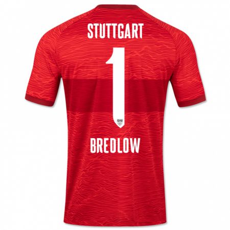 Kandiny Homme Maillot Fabian Bredlow #1 Rouge Tenues Extérieur 2023/24 T-Shirt