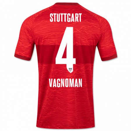 Kandiny Homme Maillot Josha Vagnoman #4 Rouge Tenues Extérieur 2023/24 T-Shirt