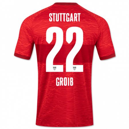 Kandiny Homme Maillot Alexander Groiß #22 Rouge Tenues Extérieur 2023/24 T-Shirt