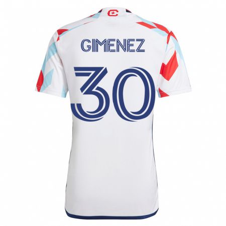 Kandiny Homme Maillot Gastón Giménez #30 Blanc Bleu Tenues Extérieur 2023/24 T-Shirt