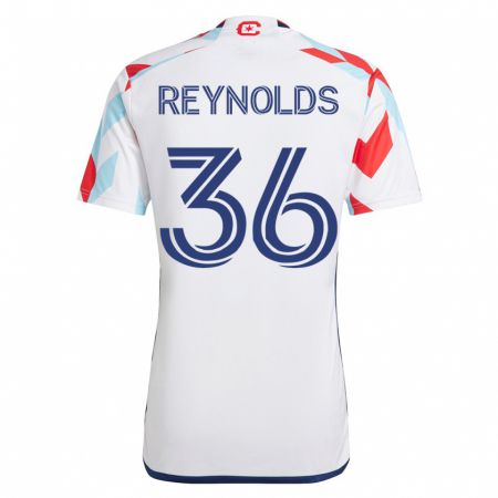 Kandiny Homme Maillot Justin Reynolds #36 Blanc Bleu Tenues Extérieur 2023/24 T-Shirt
