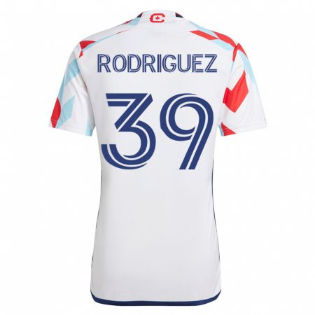 Kandiny Homme Maillot Allan Rodriguez #39 Blanc Bleu Tenues Extérieur 2023/24 T-Shirt