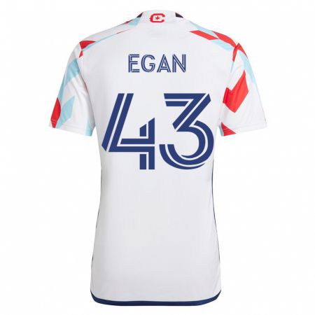 Kandiny Homme Maillot Noah Egan #43 Blanc Bleu Tenues Extérieur 2023/24 T-Shirt