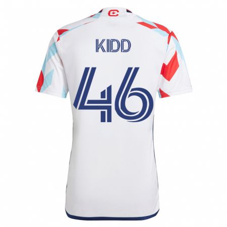 Kandiny Homme Maillot Matteo Kidd #46 Blanc Bleu Tenues Extérieur 2023/24 T-Shirt