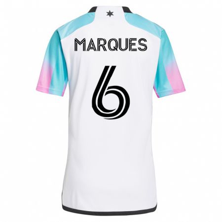 Kandiny Homme Maillot Mikael Marqués #6 Blanc Tenues Extérieur 2023/24 T-Shirt