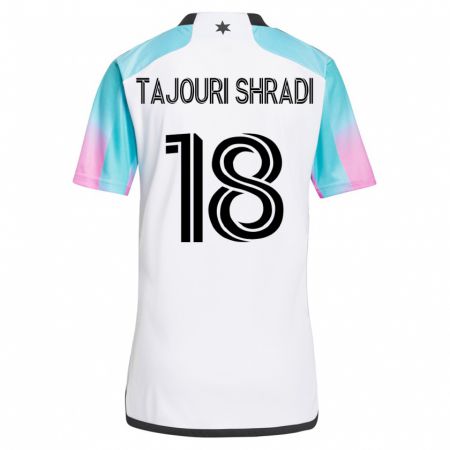 Kandiny Homme Maillot Ismael Tajouri-Shradi #18 Blanc Tenues Extérieur 2023/24 T-Shirt