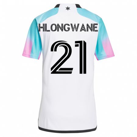 Kandiny Homme Maillot Bongokuhle Hlongwane #21 Blanc Tenues Extérieur 2023/24 T-Shirt