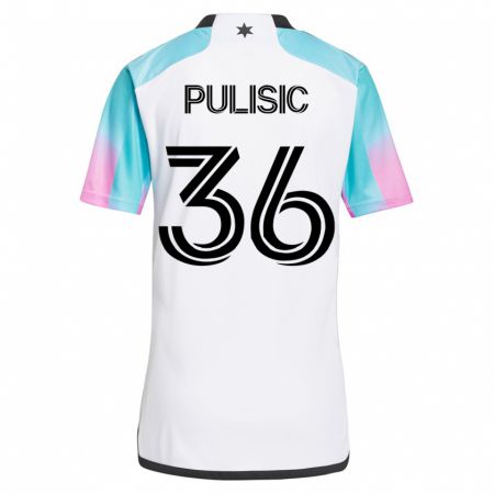 Kandiny Homme Maillot Will Pulisic #36 Blanc Tenues Extérieur 2023/24 T-Shirt