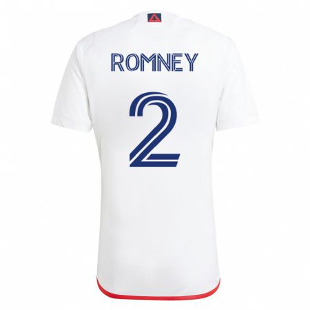 Kandiny Homme Maillot Dave Romney #2 Blanc Rouge Tenues Extérieur 2023/24 T-Shirt