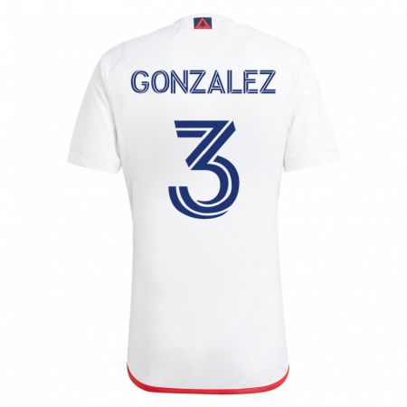 Kandiny Homme Maillot Omar González #3 Blanc Rouge Tenues Extérieur 2023/24 T-Shirt