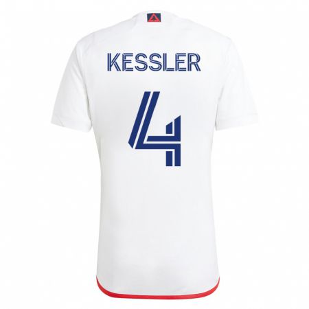 Kandiny Homme Maillot Henry Kessler #4 Blanc Rouge Tenues Extérieur 2023/24 T-Shirt