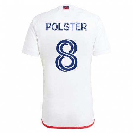 Kandiny Homme Maillot Matt Polster #8 Blanc Rouge Tenues Extérieur 2023/24 T-Shirt