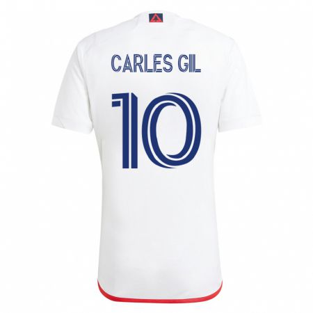 Kandiny Homme Maillot Carles Gil #10 Blanc Rouge Tenues Extérieur 2023/24 T-Shirt
