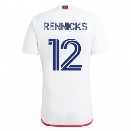 Kandiny Homme Maillot Justin Rennicks #12 Blanc Rouge Tenues Extérieur 2023/24 T-Shirt