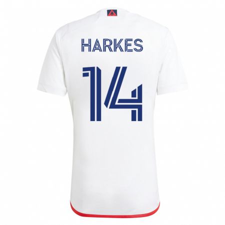 Kandiny Homme Maillot Ian Harkes #14 Blanc Rouge Tenues Extérieur 2023/24 T-Shirt