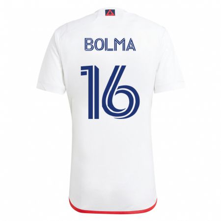 Kandiny Homme Maillot Josh Bolma #16 Blanc Rouge Tenues Extérieur 2023/24 T-Shirt