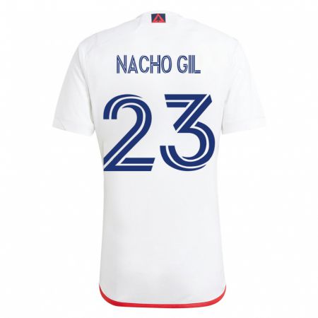Kandiny Homme Maillot Nacho Gil #23 Blanc Rouge Tenues Extérieur 2023/24 T-Shirt