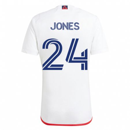 Kandiny Homme Maillot Dejuan Jones #24 Blanc Rouge Tenues Extérieur 2023/24 T-Shirt