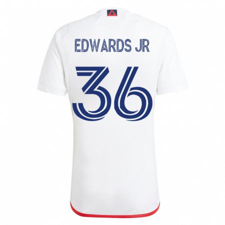 Kandiny Homme Maillot Earl Edwards Jr. #36 Blanc Rouge Tenues Extérieur 2023/24 T-Shirt