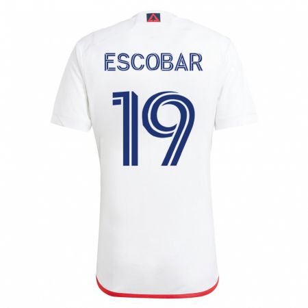 Kandiny Homme Maillot Olger Escobar #19 Blanc Rouge Tenues Extérieur 2023/24 T-Shirt