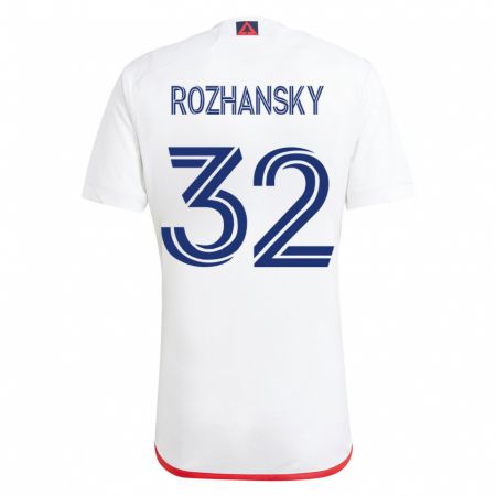 Kandiny Homme Maillot Jake Rozhansky #32 Blanc Rouge Tenues Extérieur 2023/24 T-Shirt