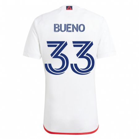 Kandiny Homme Maillot Brandonn Bueno #33 Blanc Rouge Tenues Extérieur 2023/24 T-Shirt