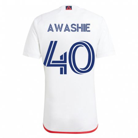 Kandiny Homme Maillot Ben Awashie #40 Blanc Rouge Tenues Extérieur 2023/24 T-Shirt