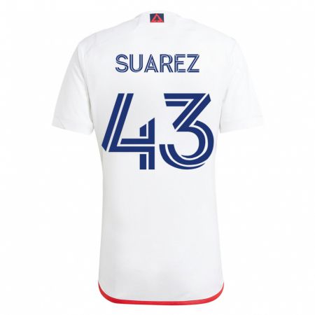 Kandiny Homme Maillot Santiago Suárez #43 Blanc Rouge Tenues Extérieur 2023/24 T-Shirt