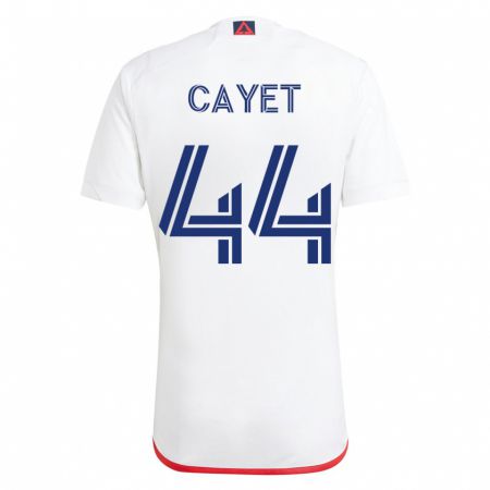 Kandiny Homme Maillot Pierre Cayet #44 Blanc Rouge Tenues Extérieur 2023/24 T-Shirt