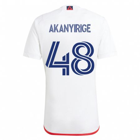 Kandiny Homme Maillot Jacob Akanyirige #48 Blanc Rouge Tenues Extérieur 2023/24 T-Shirt