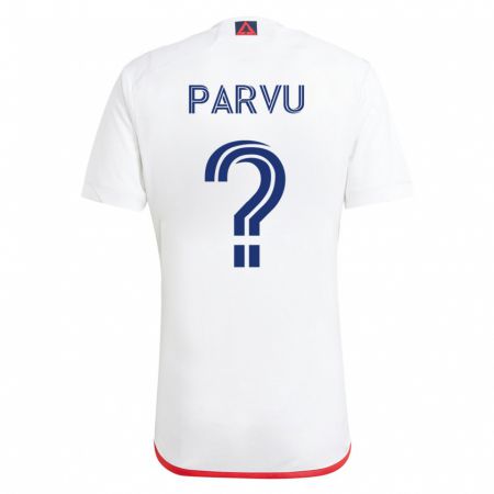 Kandiny Homme Maillot Alexandru Parvu #0 Blanc Rouge Tenues Extérieur 2023/24 T-Shirt