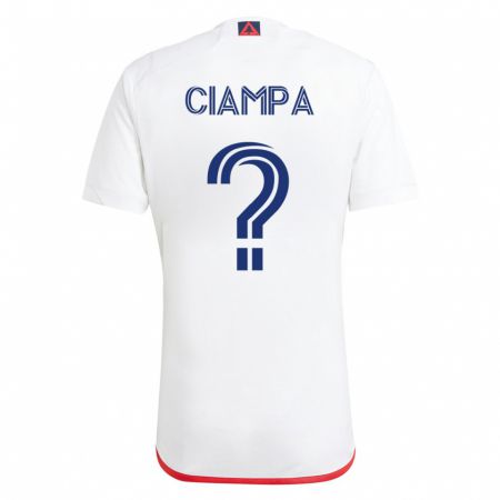 Kandiny Homme Maillot Giuseppe Ciampa #0 Blanc Rouge Tenues Extérieur 2023/24 T-Shirt