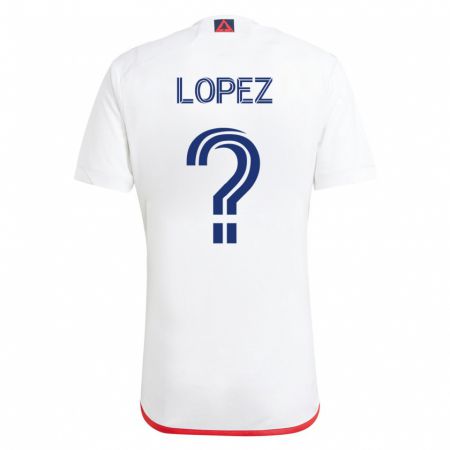 Kandiny Homme Maillot Darwin Lopez #0 Blanc Rouge Tenues Extérieur 2023/24 T-Shirt