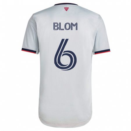 Kandiny Homme Maillot Njabulo Blom #6 Blanc Tenues Extérieur 2023/24 T-Shirt